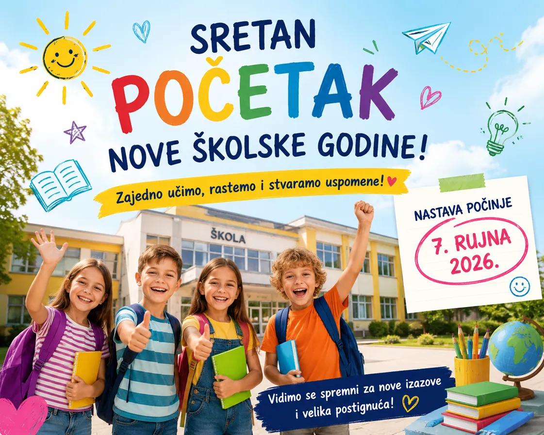 OBAVIJEST O POČETKU ŠKOLSKE GODINE 2026./2027. - glavna slika